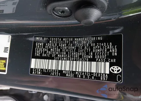 2023 Toyota Corolla Se z USA, uszkodzony, nr VIN 5YFS4MCE0PP158379